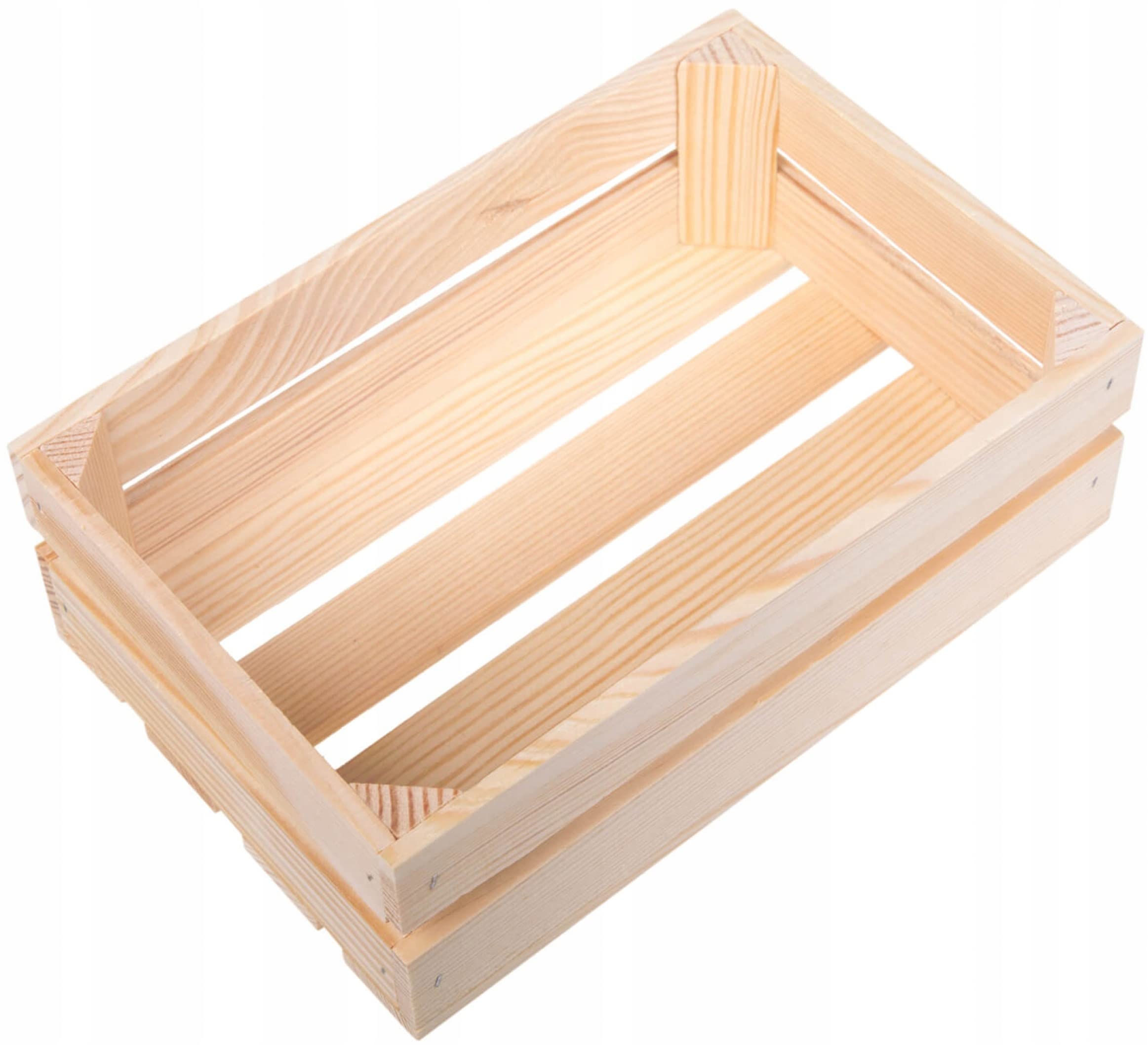 Wooden Crate - Unpainted Pine Wood Storage Box DIY Small Size 30 x 20 x 11 cm