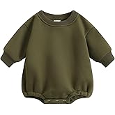 Bafeicao Baby Boy Girl Fleece Sweatshirt Bubble Romper Oversized Sweater Romper Solid Thick Winter Clothes