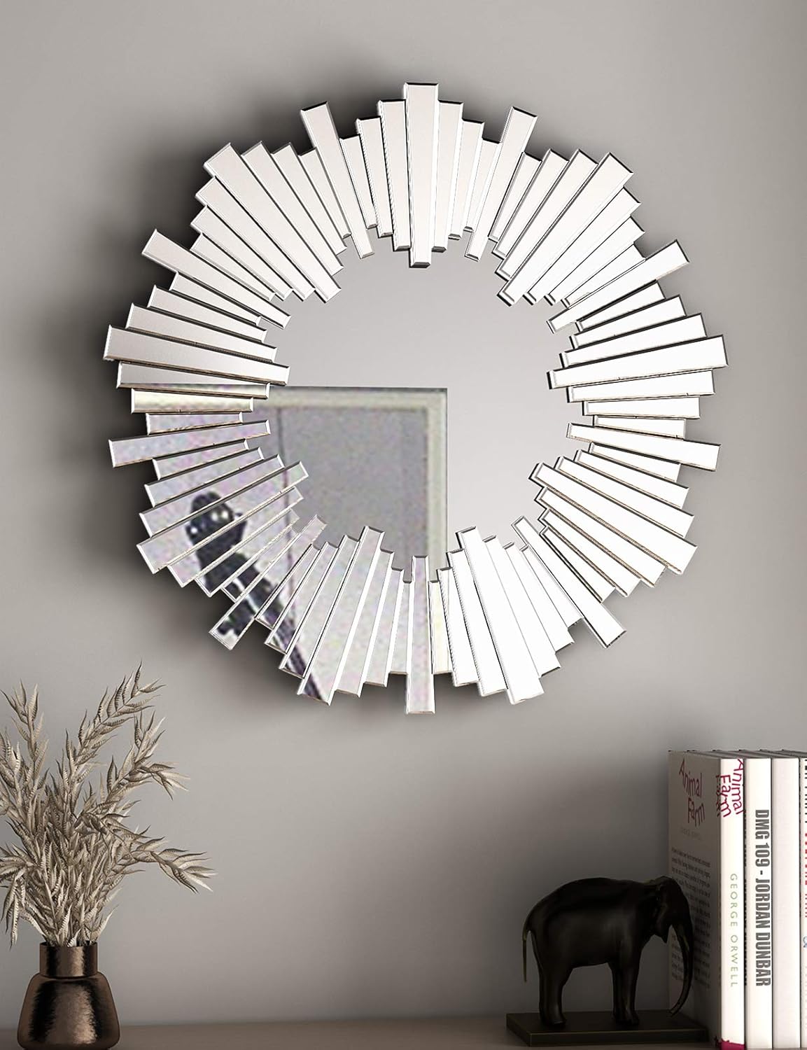 Sun Wall Mirror-Starburst Accent Wall Mounted Mirror for Decor Livingroom Bedroom: Furniture & Decor