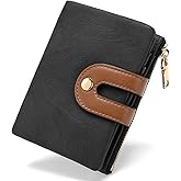 RNIEGA Small Wallets for Women Leather Bifold RFID Blocking Card Holder Compact Wallet Women with Zipper Coin Pocket