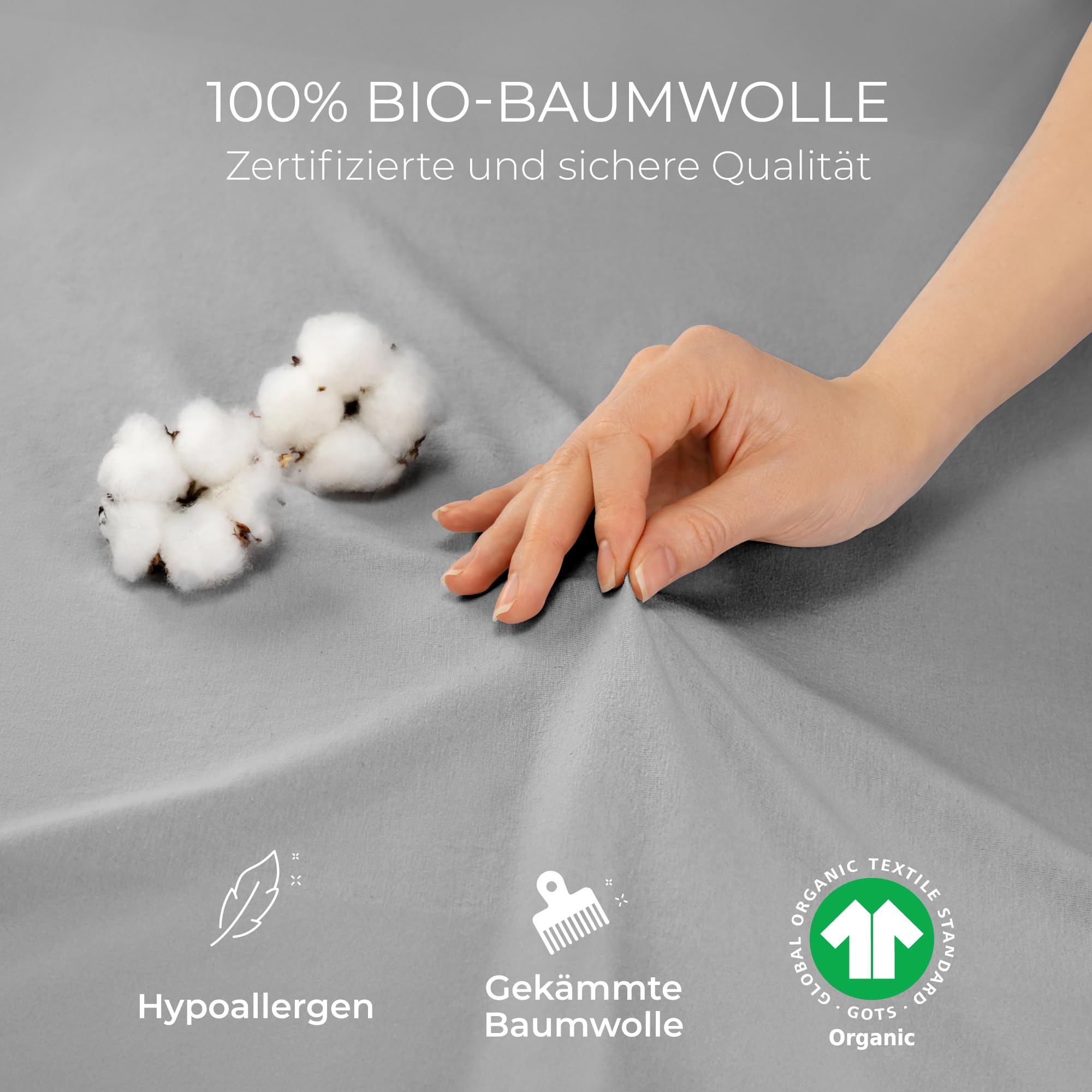 Dreamzie Premium Spannbettlaken 90x200cm bis 100x200cm Anthrazit, Spannbetttuch aus 100% Jersey Biobaumwolle, 150 g/m² - Oeko-TEX 2