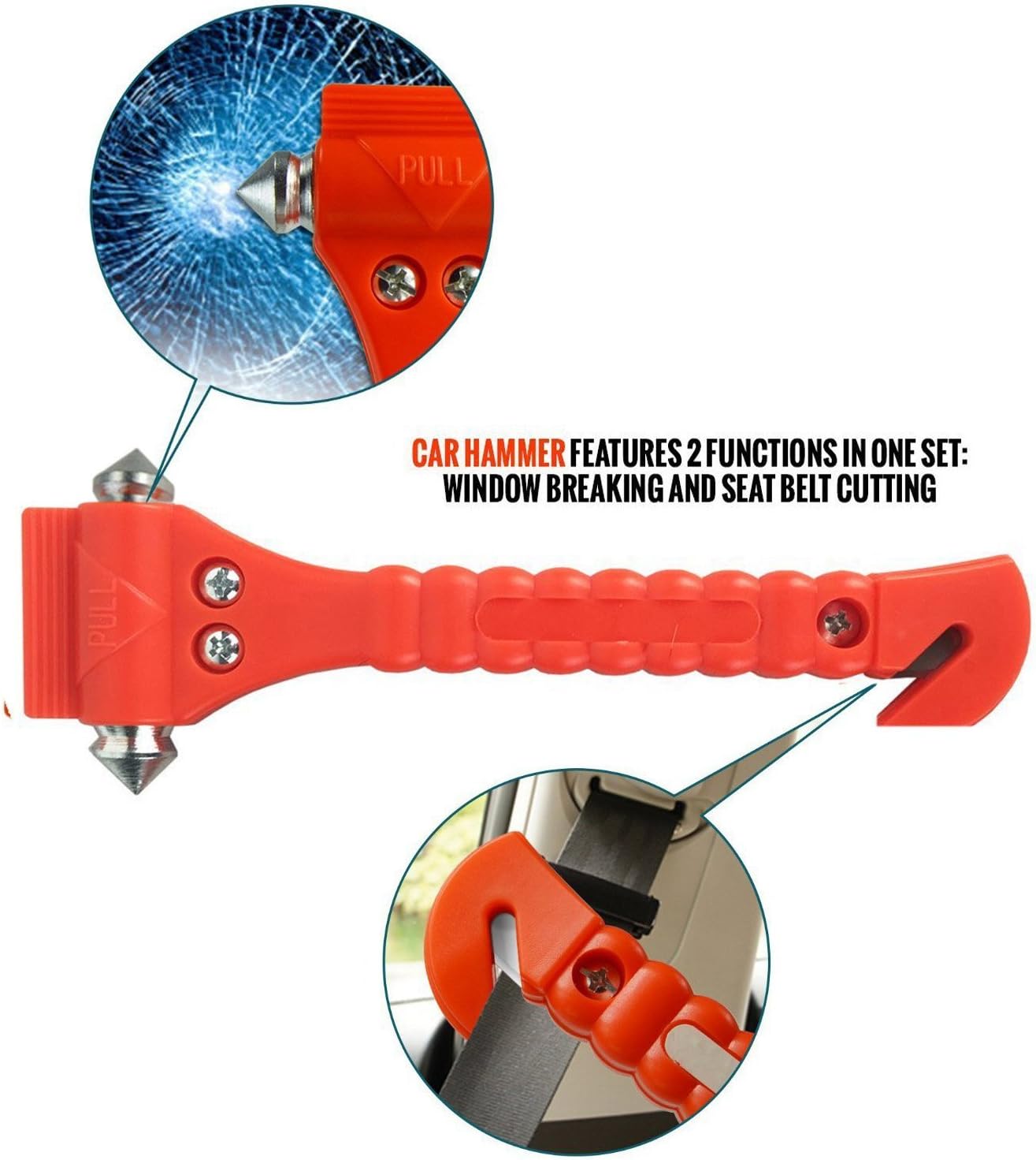 Autoark Car Safety Antiskid Hammer Seatbelt Cutter Emergency Class - Image 5