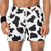 AIMPACT Mens Graphic Print Shorts 5 Inch Workout Gym Running Basketball Summer Beach Board Shorts for Men