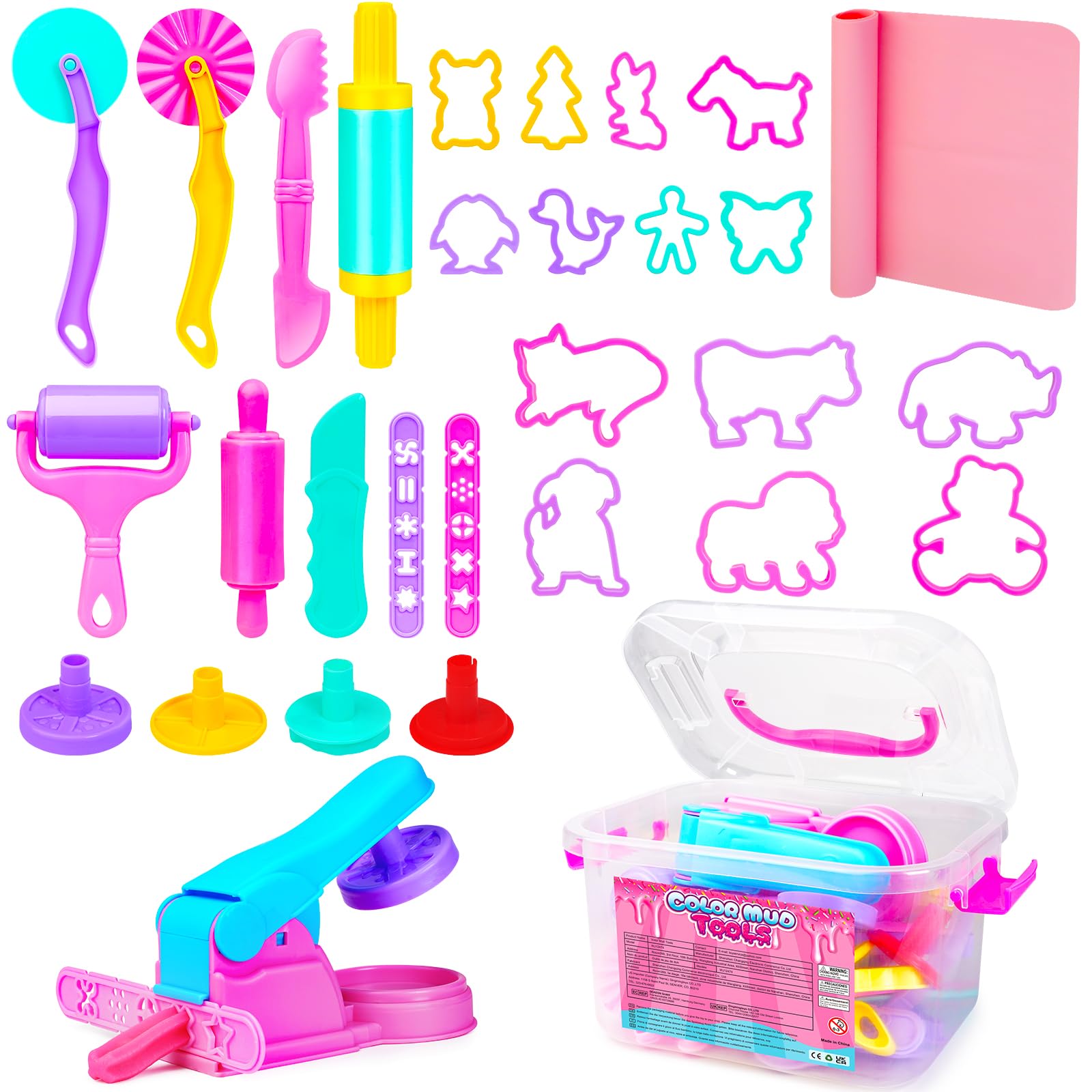 HappyGoLucky Play Sets for Kids, Play Tools and Cutters Toys for 3-9 Year Old Boys Girls Plasticine Tools for Children 3 4 5 Year Old Modelling Clay Tools Set for Kids Toys Age 3-8