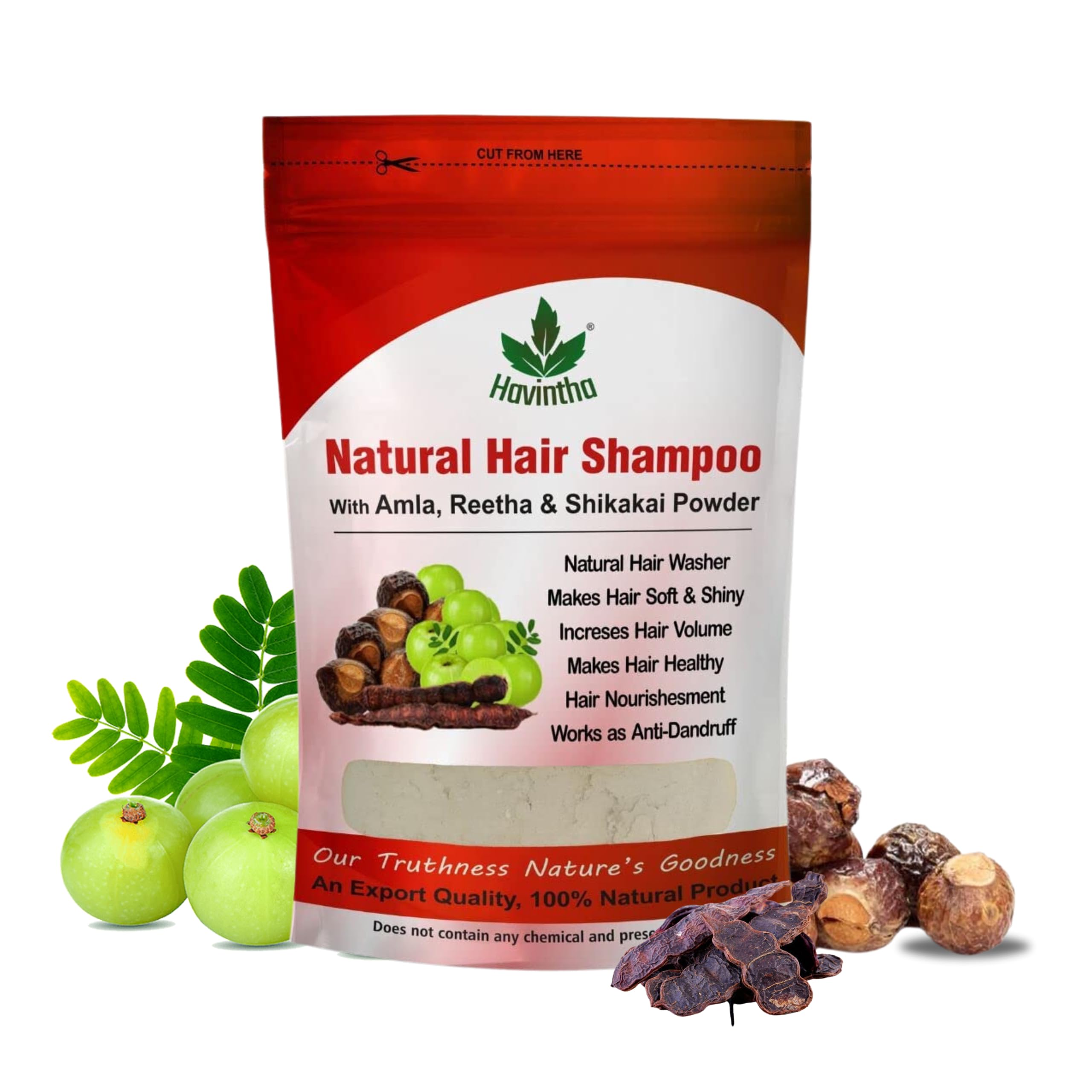 Havintha Natural Hair Shampoo for Hair 8 oz, AMLA REETHA SHIKAKAI POWDER (Phyllanthus emblica,Sapindus mukorossi,Acacia concinna),Product of, 227g