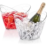 USUIT Ice Bucket Wine Bucket, 2 Pack, Clear 4 Litre Plastic Tub for Drinks and Parties, Food Grade, Perfect for Winie, Champagne or Beer Bottles