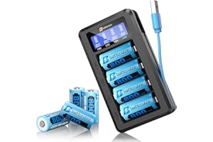 Battcruize CR123A Rechargeable Batteries 8-Pack with Charger, 3.7V 800mAh CR123A Lithium Batteries for Arlo Cameras VMC3030 V