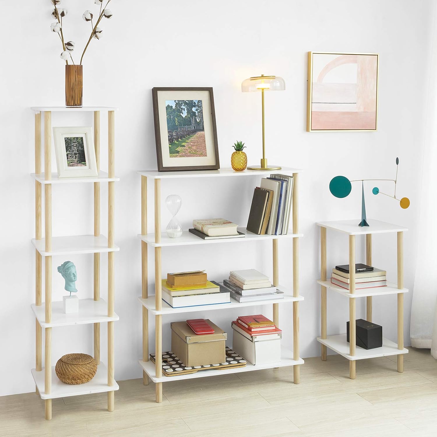 SoBuy STR03-WN Standregal mit 4 Ablagen Aufbewahrungsregal Bücherregal