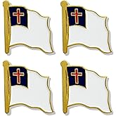 HSQCEZ 4 Pack Christian Flag Lapel Pin - Christians Flags Pins Lapel Hat Backpacks Suit Decoration & Men Women Waving Patriotic Enamel Metal Badge Souvenir