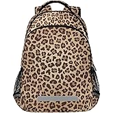 MNSRUU School Backpack with Chest Strap, Leopard Beige Brown Texture Laptop Backpack One Size