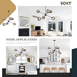 BOKT 6 Lights Modern Glass Globe Sputnik Chandelier
