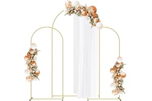 SHINOSKE Arch Backdrop Stand Set of 3 (7.3FT, 6FT, 6FT) Gold Wedding Balloon Arch Stand, Metal Arch Backdrop Stand for Parties, Square Backdrop Stand for Gender Reveal Baby Shower Bridal Ceremony