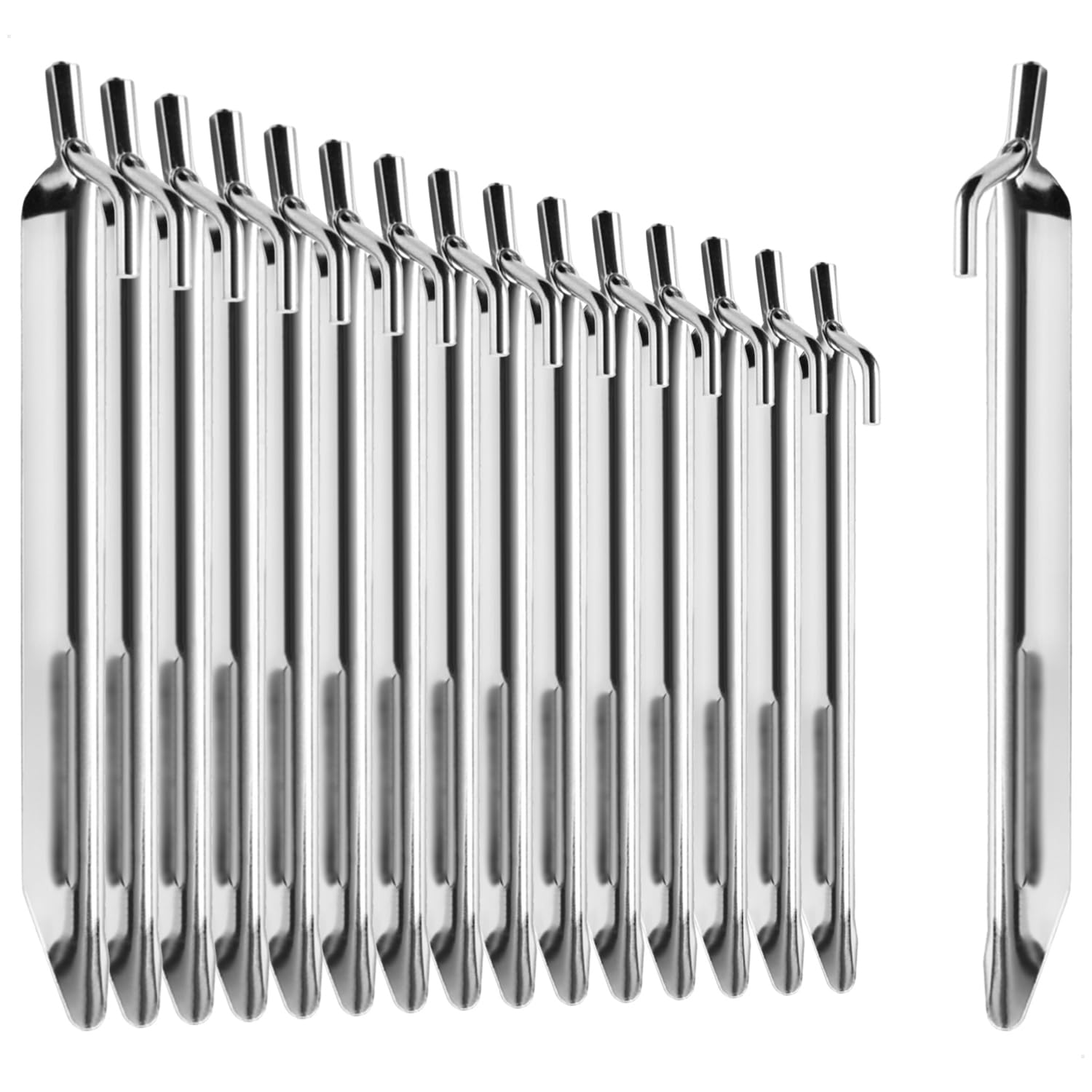 com-four® 16x steel tent pegs - sturdy V-shaped pegs for camping and outdoors - ideal for normal ground conditions