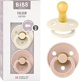 BIBS Colour Soother 2-Pack Dummy Pacifier Round Nipple Size 2 Ivory/Blush