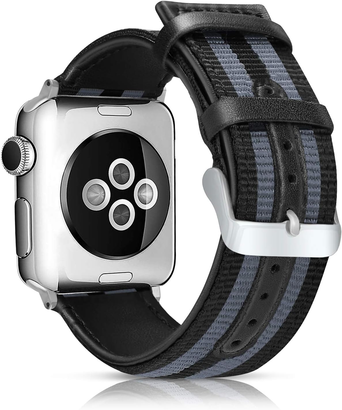 LBYZCAS Sport Wrist Band Compatible for Apple Watch 38MM 40MM,Soft and Breathable Nylon with Genuine Leather Replacement Band Strap Compatible for iWatch Series 5 4 3 2 1 for Women Men