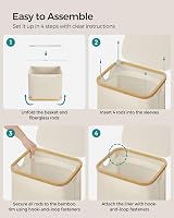 SONGMICS 90L Laundry Basket with Lid Large Hamper Cream White LCB509W01 view 8