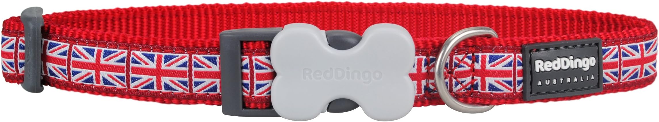 Red Dingo Union Jack Flag Patterned Dog Collar, L, 25 mm, 41 - 63 cm Neck Size