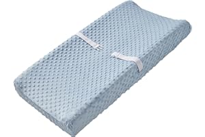 QUENESS Baby Changing Pad Cover, Super Soft Plush Dot Diaper Changing Table Covers for Baby Girls and Boys, Ultra Comfortable, Safe for Babies, Fit 32"/34'' x 16" Pad (SkyBlue)