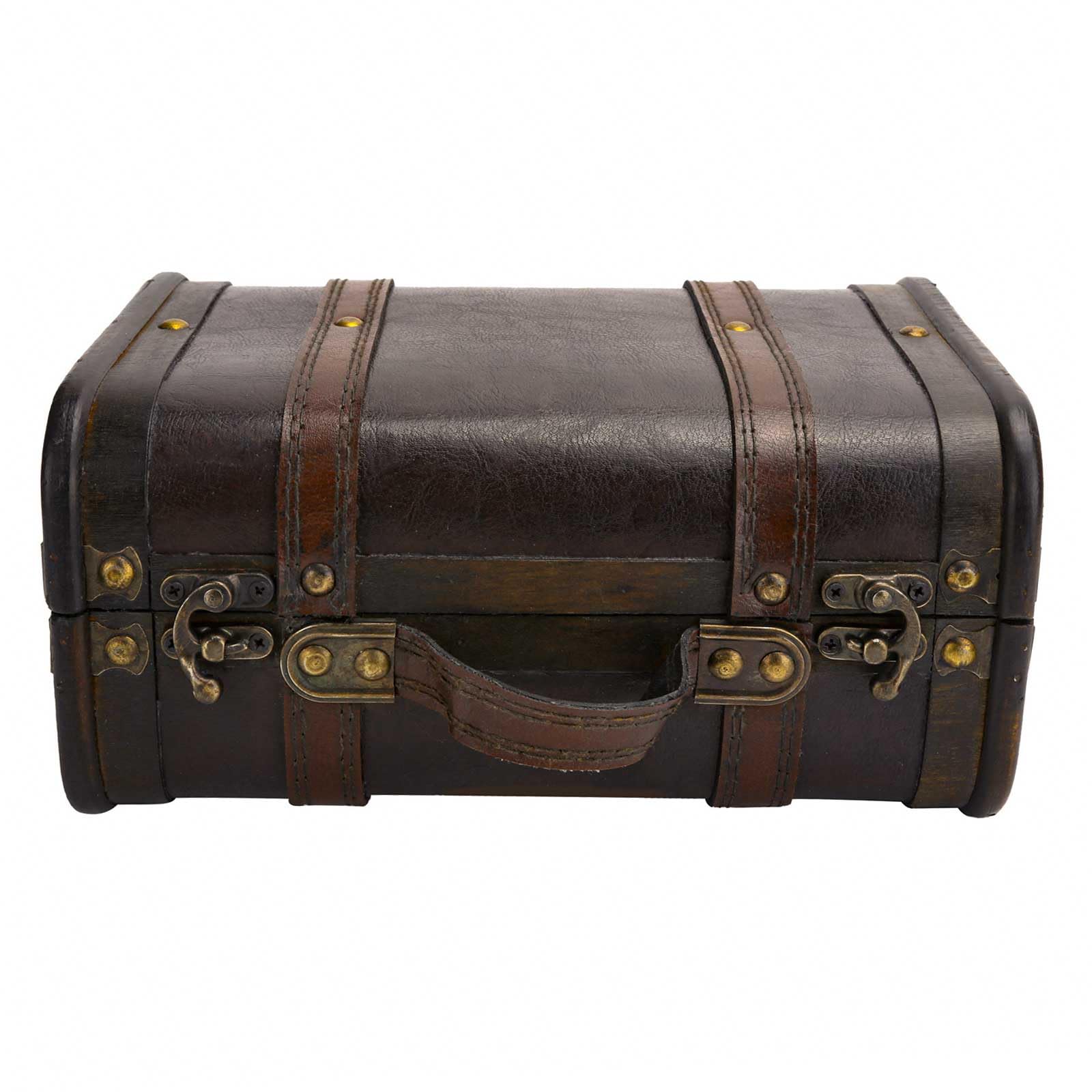 mumisuto Vintage Suitcase, Wooden Storage Box with lid Handmade Decorative Storage Box 24 x 17.3 x 11.9cm Retro Desig Jewellery Storage Chest for Display Window Keepsake