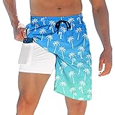 ALISISTER Mens Swim Trunks with Compression Liner Bathing Suit Summer Swimming Shorts