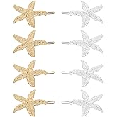 Framendino, 8 Pack Starfish Hair Clip Mermaid Hairpin Beach Sea Pins for Girls Women Gold Silver