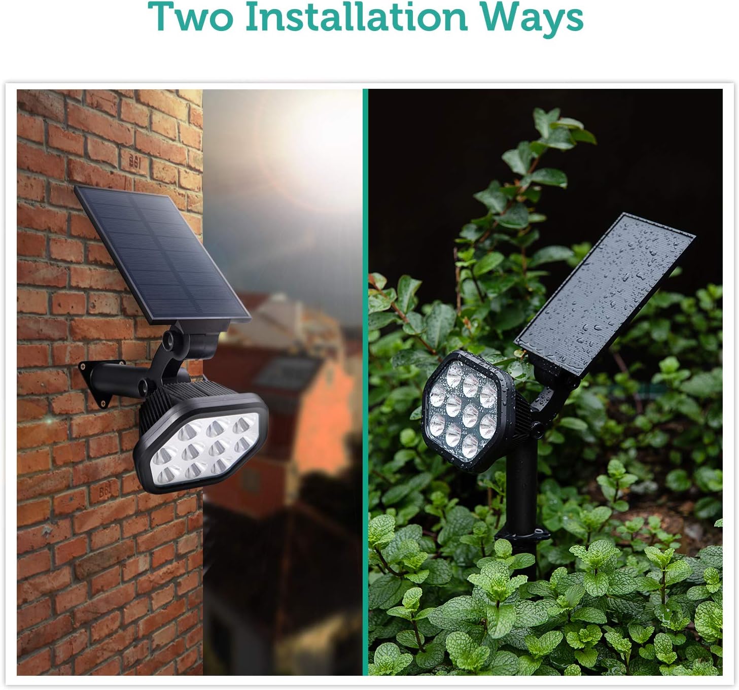 Nekteck Solar Lights Outdoor, 10 LED Landscape Spotlights Solar Powered Wall Lights 2-in-1 Wireless Adjustable Security Decoration Lighting for Yard Garden Walkway Porch Pool Driveway, Warm White : Garden & Outdoor