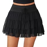 Avidlove Mini Skirt Women's Mesh Ruffle Y2K Skirts Multi-Layer Flowy Lingerie Skirt