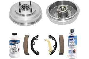 Detroit Axle - Rear Brake Kit for 00-08 Ford Focus Replacement 2000 2001 2002 2003 2004 2005 2006 2007 2008 Brake Drums Semi-Metallic Brakes Shoes w/Wheel Bearing