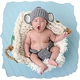 CHICODISE Newborn Photoshoot Animals Outfit Baby Photography Props Elephant Crochet Knit Set,Hat,Pants for Infant Girl Boy