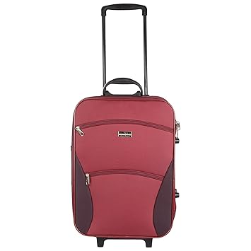 EMBLEM Polyester and Fabric Red Trolley 2 Wheels Attached Suitcase