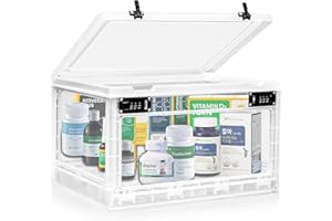 CHEFEGGUKK Large Medicine Lock Box with Dual 3-Digit Combination Locks, 24L Lockable Storage Box for Medication, Snacks, Phone, and Electronics - BPA-Free Organizer Bin for Home, Office, Fridge, and Safety