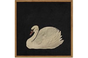 InSimSea Swan Art Framed Wall Decorations Canvas Wall Art, Grace Swan Painting Pictures Rustic Bathroom Wall Decor, Farmhouse Wall Decor for Living Room, Bedroom, Office Decor