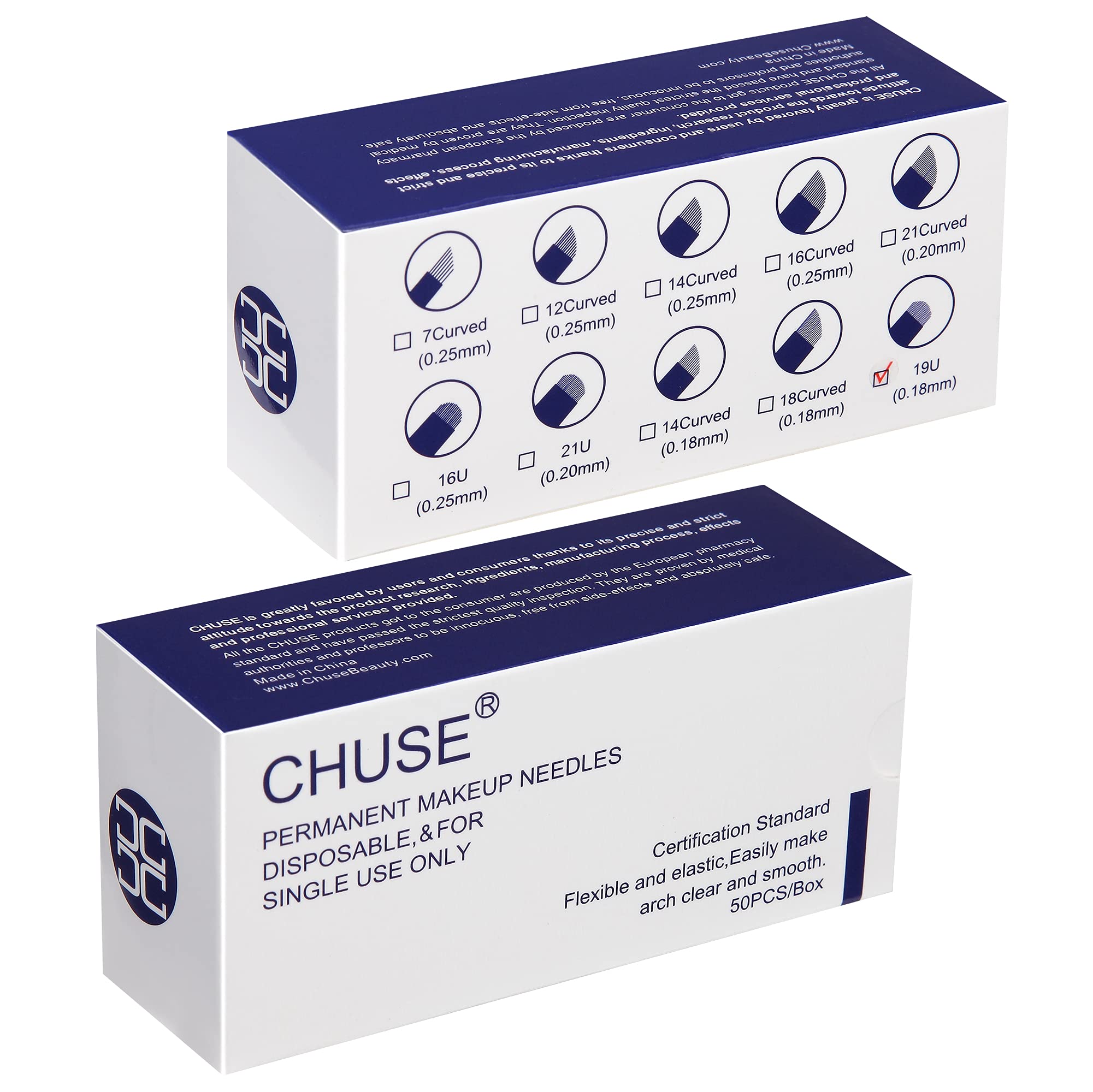 CHUSE 19U 50pcs 0.18mm Nano Mircoblading Needle Permanent Makeup Manual Eyebrow Tattoo Needle