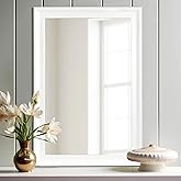 WIOWUR White Wood Mirror for Bathroom,Rectangle Rustic 24 x 36 inch Vanity Mirror for Wall,Wooden Wall-Mounted Hanging Mirror
