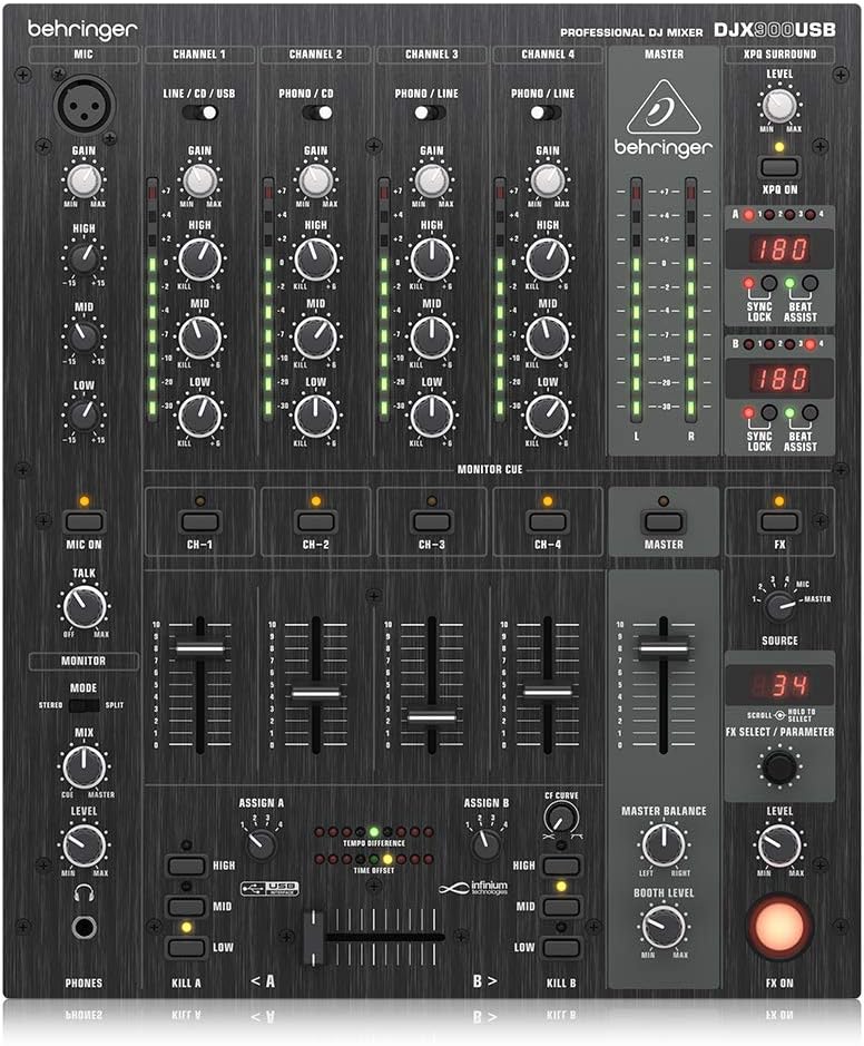 Behringer Pro Mixer DJX900USB Professioneller 5Kanal DJ Mixer mit