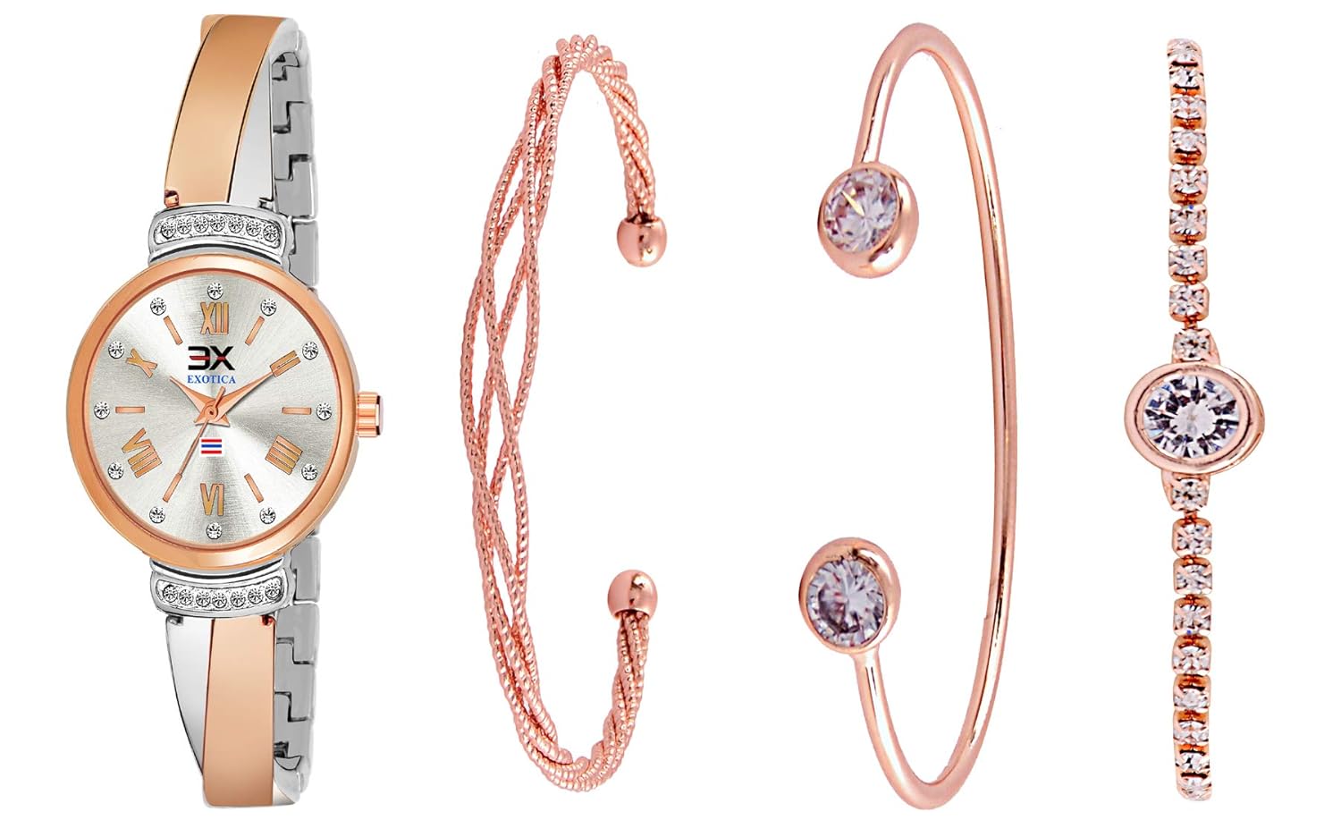 Buy Exotica Fashions Women's Wrist Watch with Matching Bracelet (Silver
