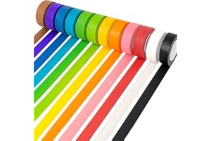 CAYXENFUL 12PCS Colored Masking Tape, Colored Tape for Kids Art Supplies, DIY Craft Tape, Colored Painters Tape for Labeling, Classroom, Decorative, Rainbow Color Tape Rolls 2/3In x 13Yards(1.7cm x 12m)
