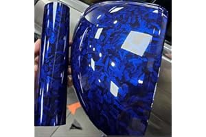 ASENDIWAY Blue Forged Carbon Fiber Vinyl Wrap, High Gloss Car Wrap Vinyl Roll Auto DIY Decal Sticker Film Sheet Air Release Self-Adhesive Decor Vinyl
