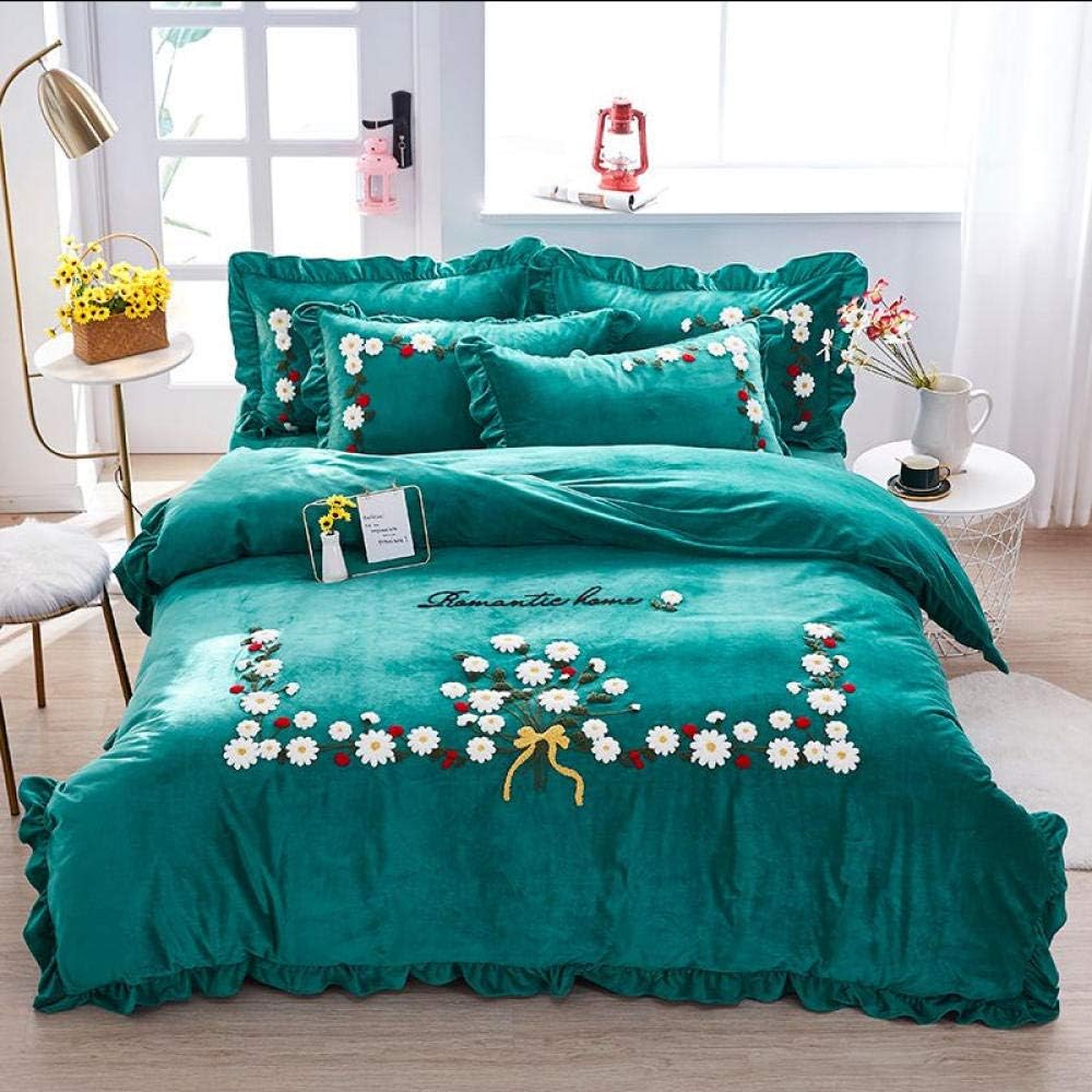 teddy fleece duvet set double silverAutumn and winter milk velvet embroidery crystal velvet