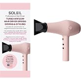 L&rsquo;Ange Hair Soleil Professional Hair Dryer | Fast Drying Ionic Blow Dryer for Frizz-Free Results | 3 Heat Settings with Cool Shot Feature | Lightweight Hairdryer with Concentrator 1875W | Blush