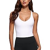 INGIA Womens V Neck Tank Tops Double Lined No Padded Spaghetti Criss Cross Strap Statement Strappy Back Casual Crop Top