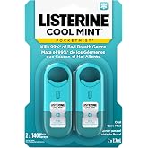 Listerine Pocketmist Oral Care Mist, Cool Mint, 0.26 fl. oz/7.7 mL x 2 | Instant Fresh Breath, Non-Aerosol, Sugar-Free, Travel Size Mouth Spray, Kills 99% Bad Breath Germs, On-The-Go, Portable