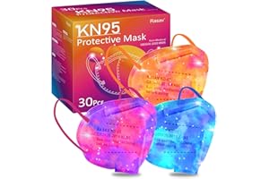 Rasav KN95 Face Masks, Comfortable 5 Layer Cup Dust Safety Mask, Muti-colored Design KN95 Mask for Women, Men
