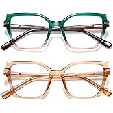 LKEYE Square Reading Glasses Women Cateye Blue Light Blocking Readers Stylish Spring Hinge Designer Trendy Eyewear LK6095
