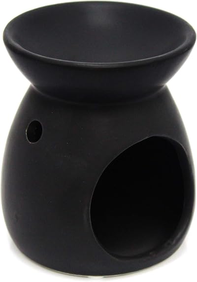 Carousel Home Ceramic Tealight Candle Holder Essential Oil Burner Black