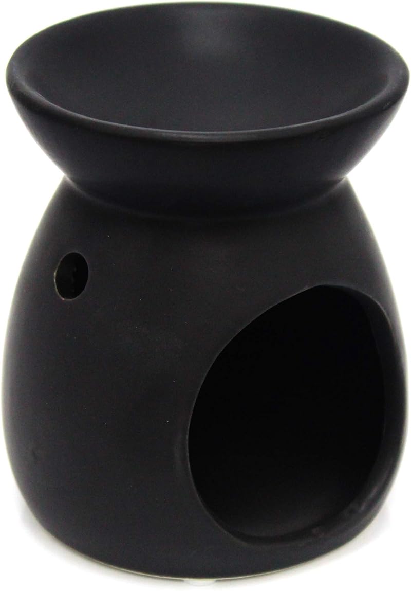 Carousel Home Ceramic Tealight Candle Holder Essential Oil Burner Black