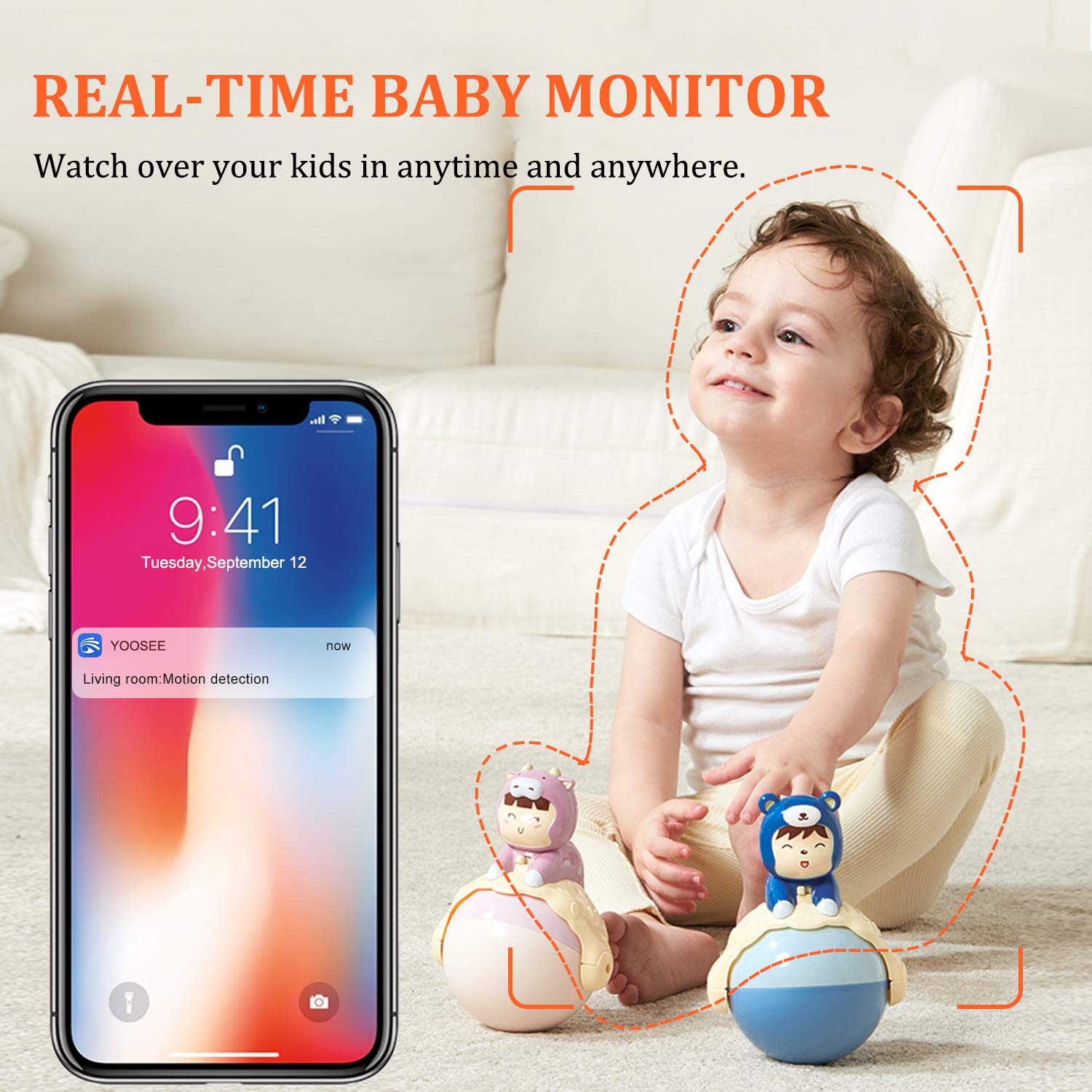 FullHD 1080p WiFi Camera, MSAFF Wireless Pan/Tilt/Zoom Home Security Camera for Baby Pet, IP Monitor Indoor Surveillance System with 32GB MicroSD Card, Night Version & 2-Way Audio, Android, iOS App
