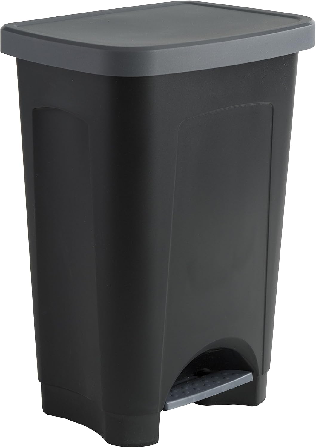Sundis Step Bin, Mülleimer 50l mit Pedal und Deckel, aus recyceltem Kunststoff, rechteckig, schwarz und anthrazit, für Küche