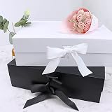 Grantop Luxury Magnetic Gift Box with Lid Ribbon Greeting Card 23x17x7cm White view 3