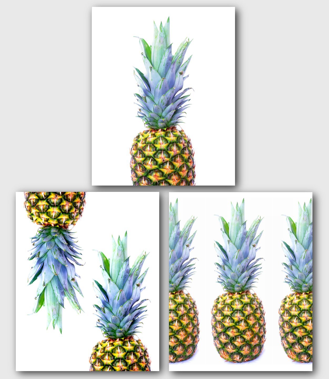 Pineapple Print, Set Of 3 Tropical Pineapples Art, 8 x 10